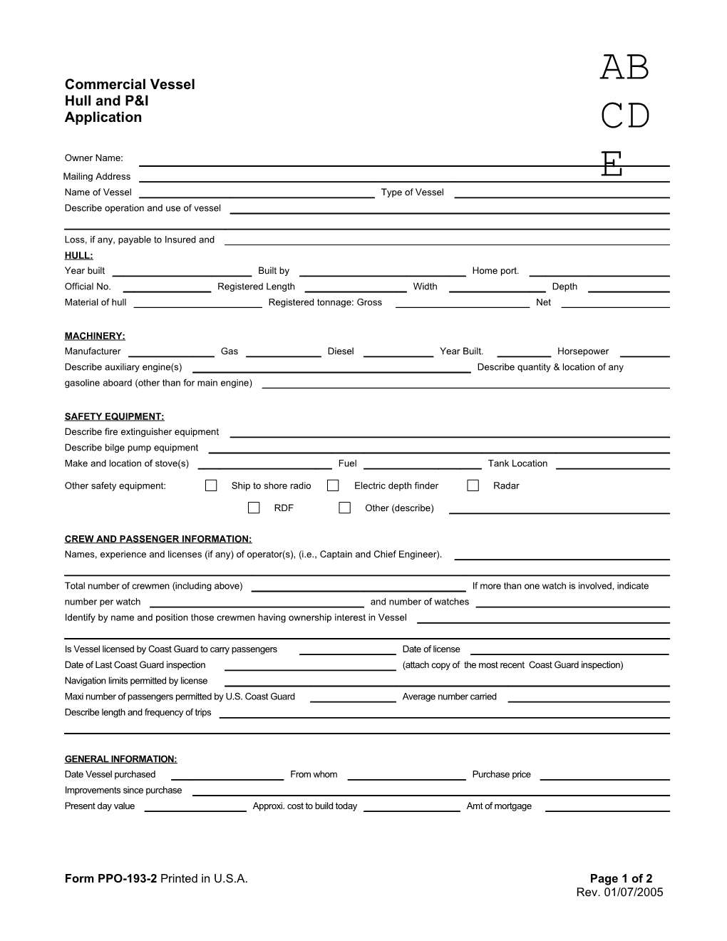 Form PPO-193-2 Printed in U.S.A.Page 1 of 2