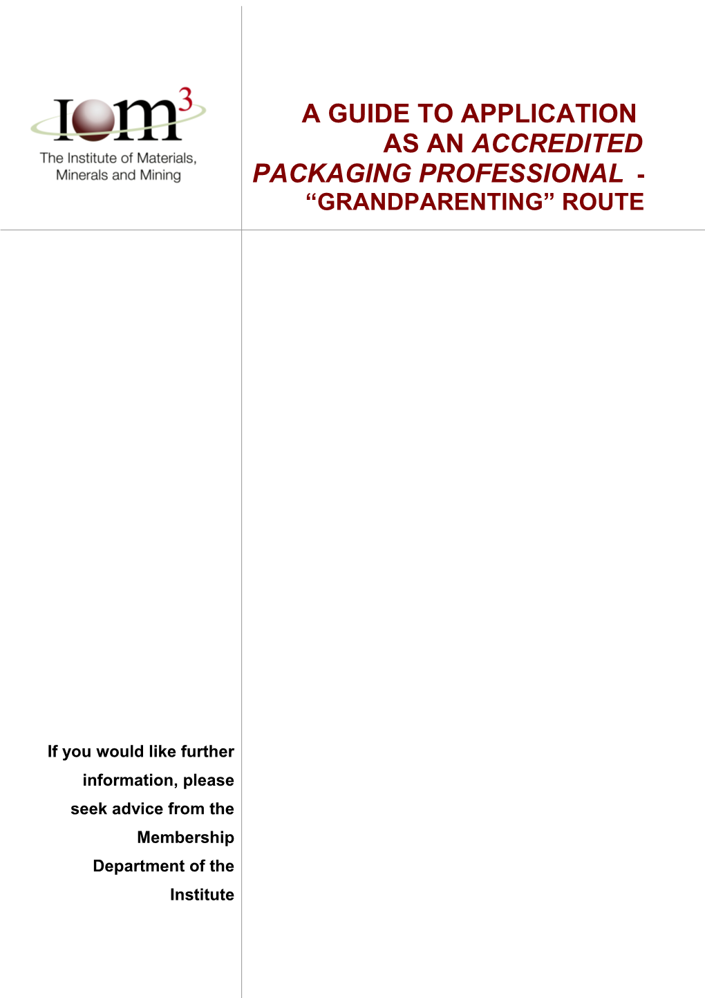 Accredited Packaging Professional a Guide to Application