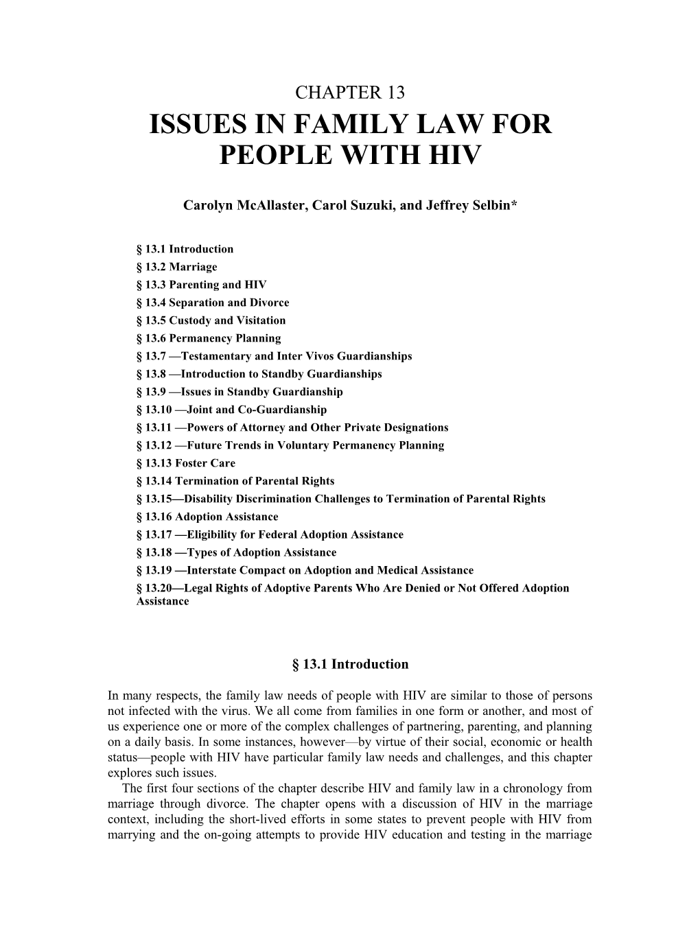 Issues in Family Law for People with Hiv