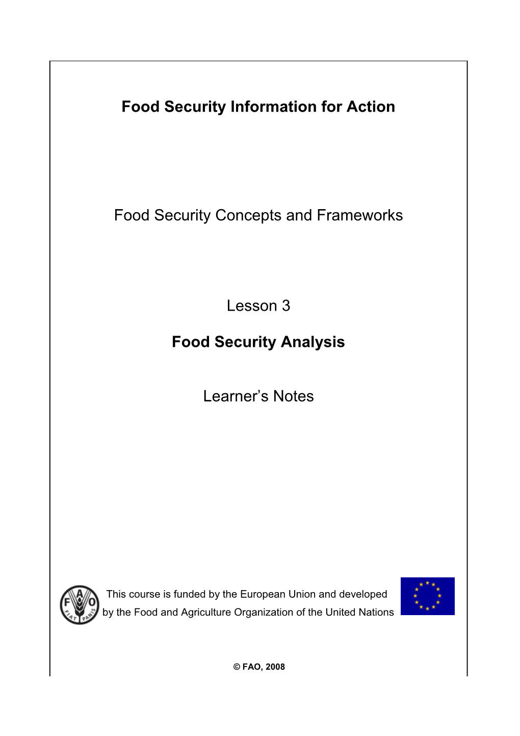 Course - Food Security Concepts and Frameworks