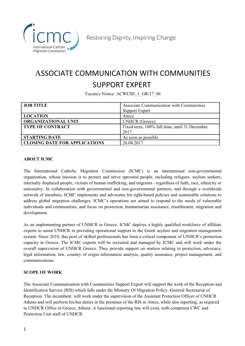 Associate Communication with Communities Support Expert