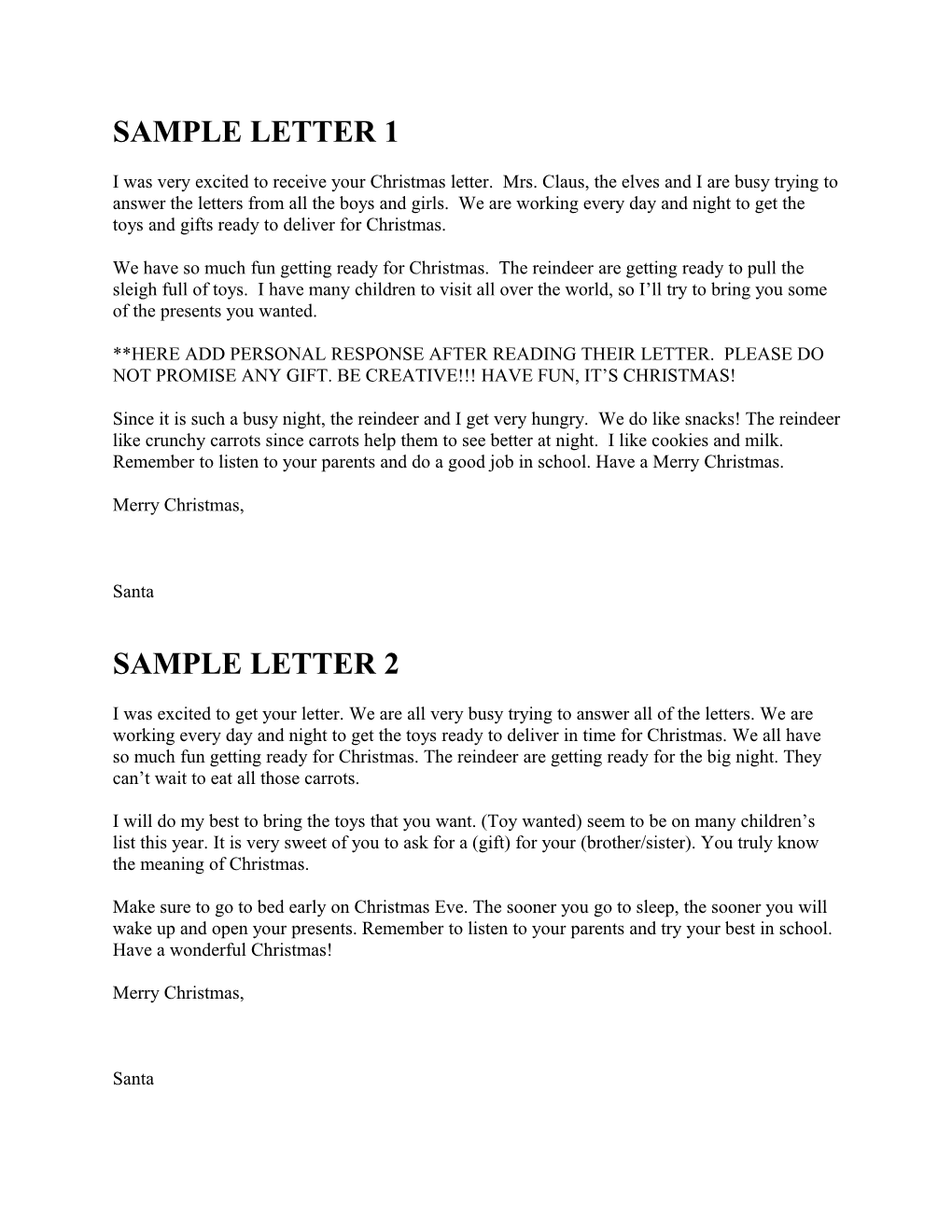 Sample Letter 1