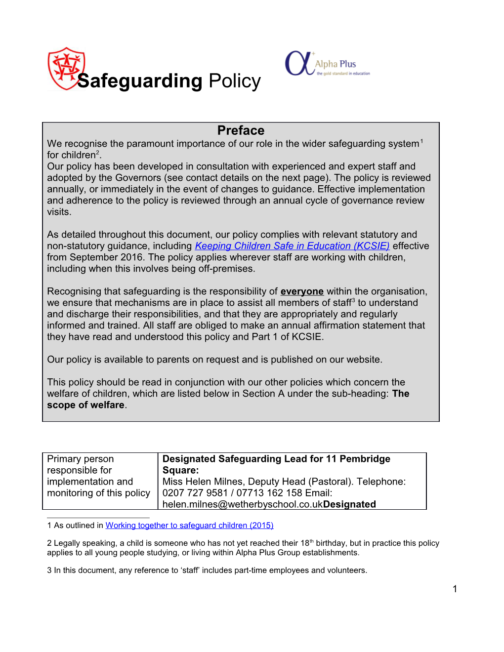 Safeguarding Policy Template 2016-17