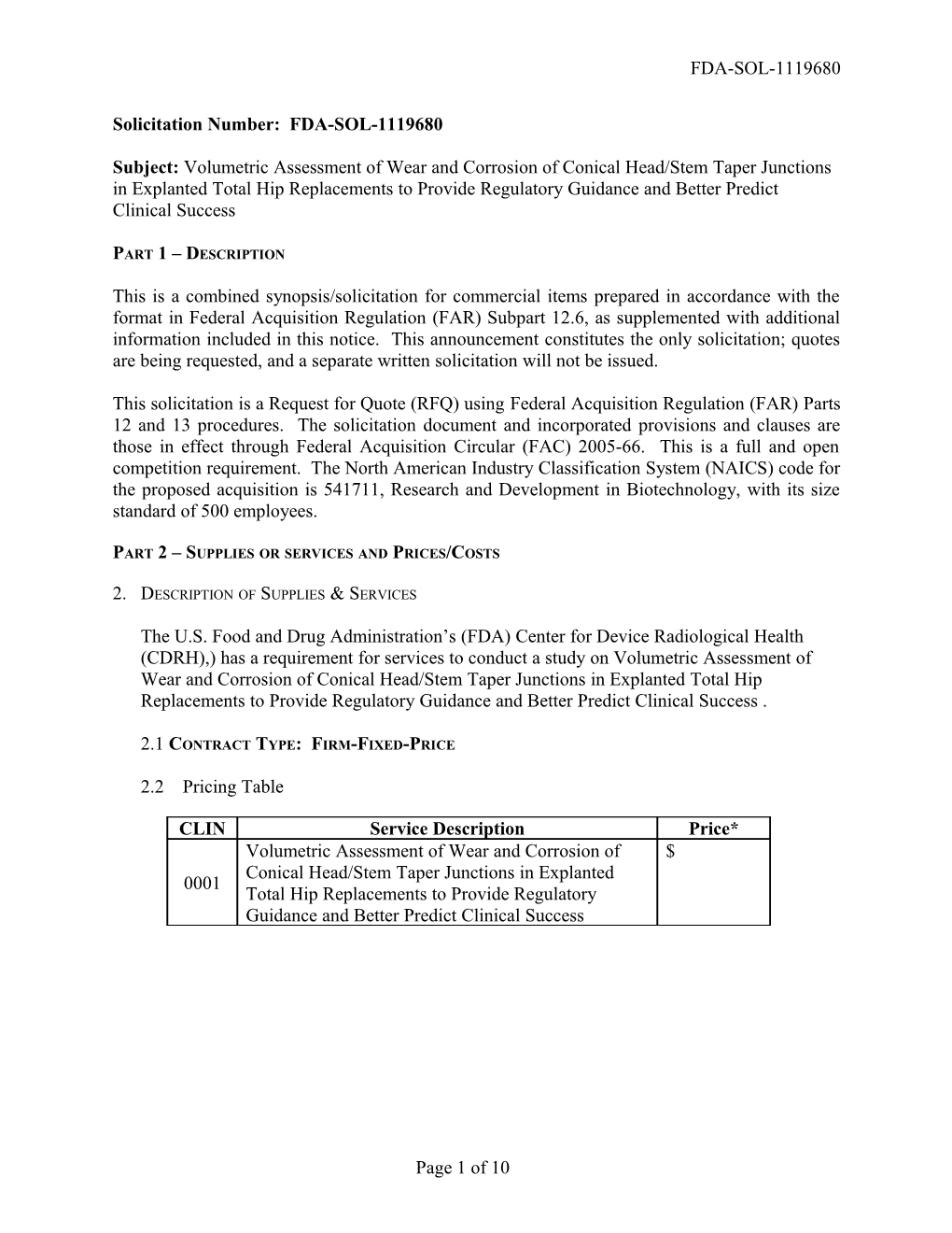 Part 1 Standard Form (Sf-1449)