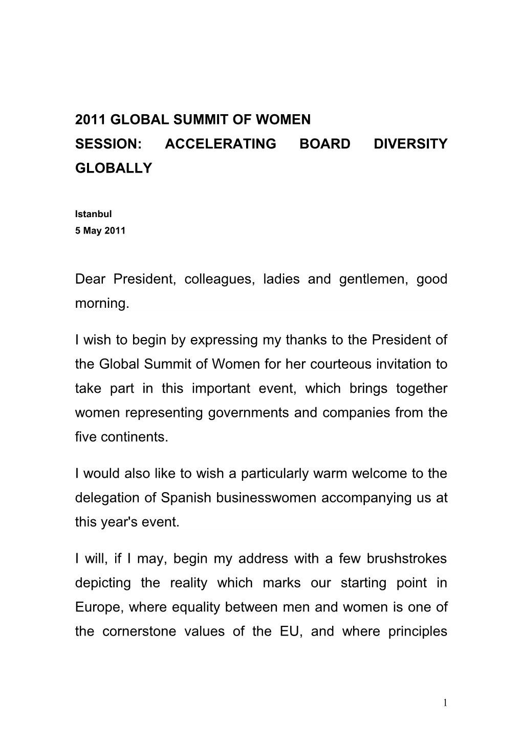 Intervención En La Cena-Coloquio Del Observatorio Colón: La Igualdad En La Empresa Española