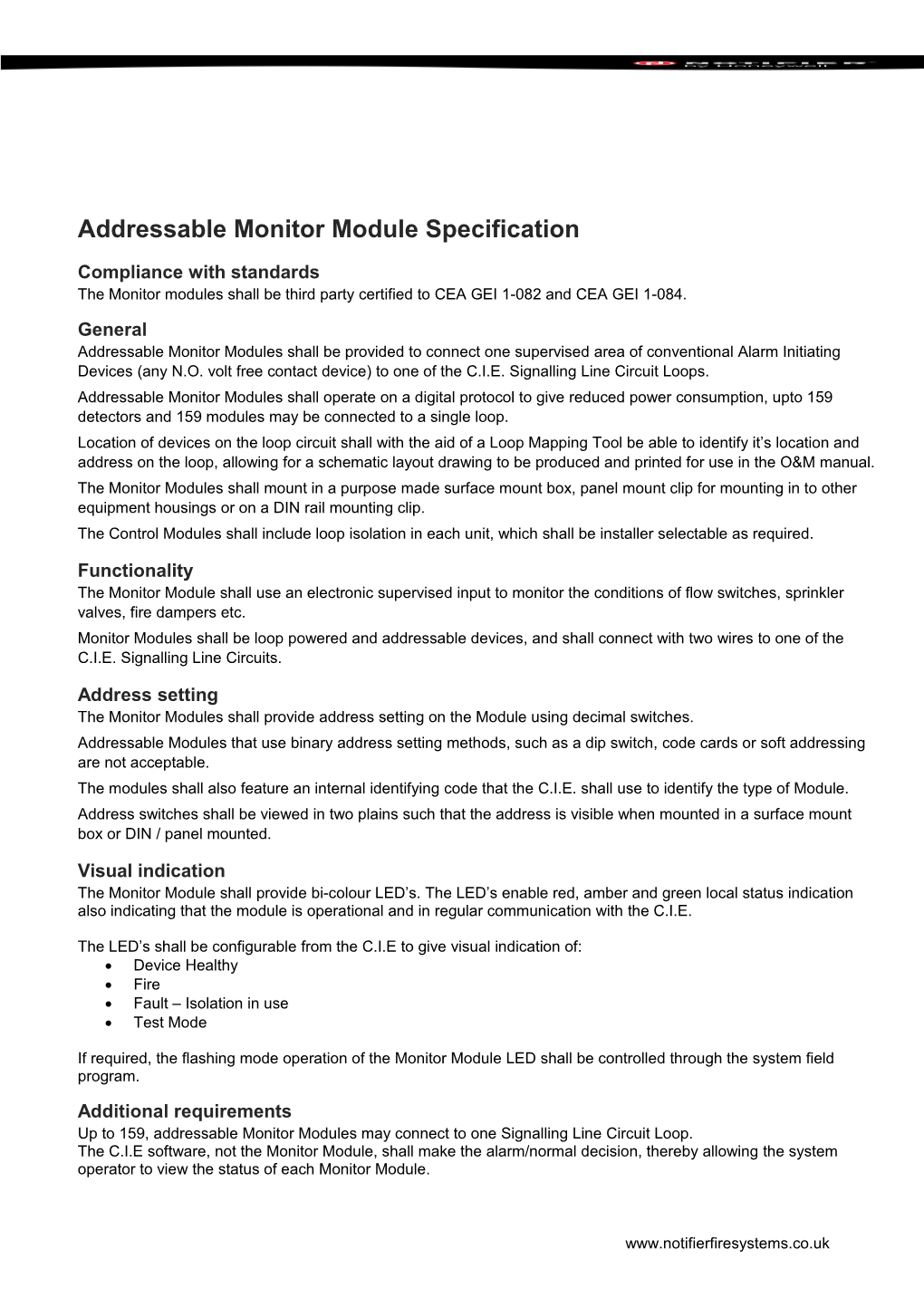 Addressablemonitor Module Specification