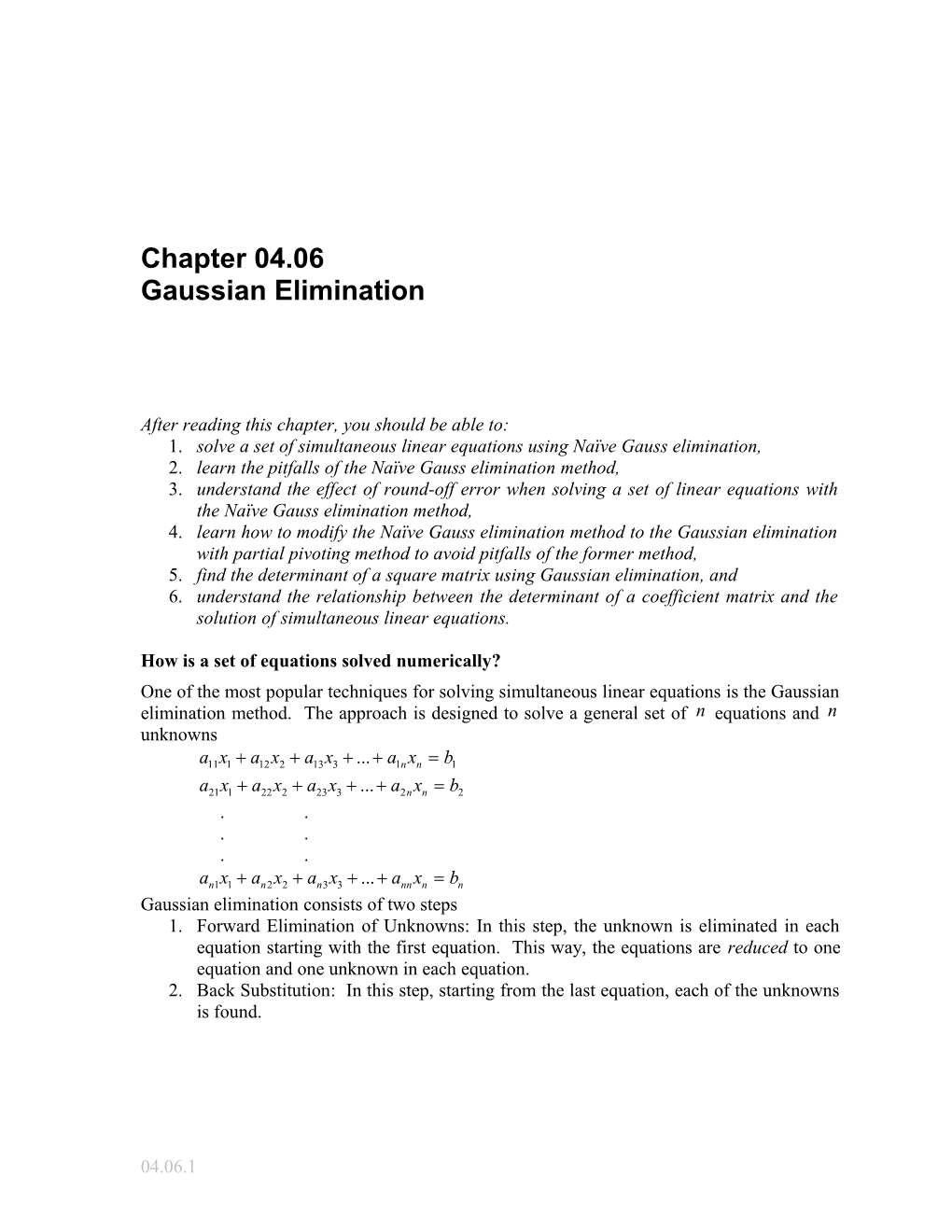 Gaussian Elimination: General Engineering