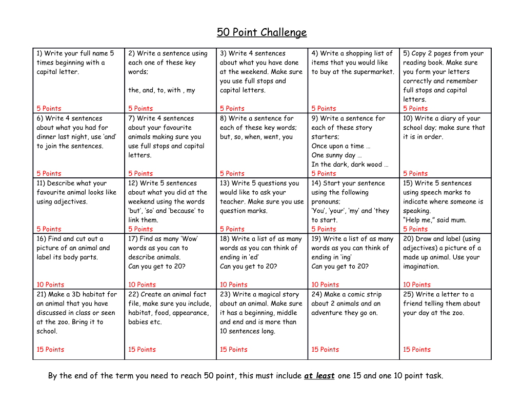 50 Point Challenge