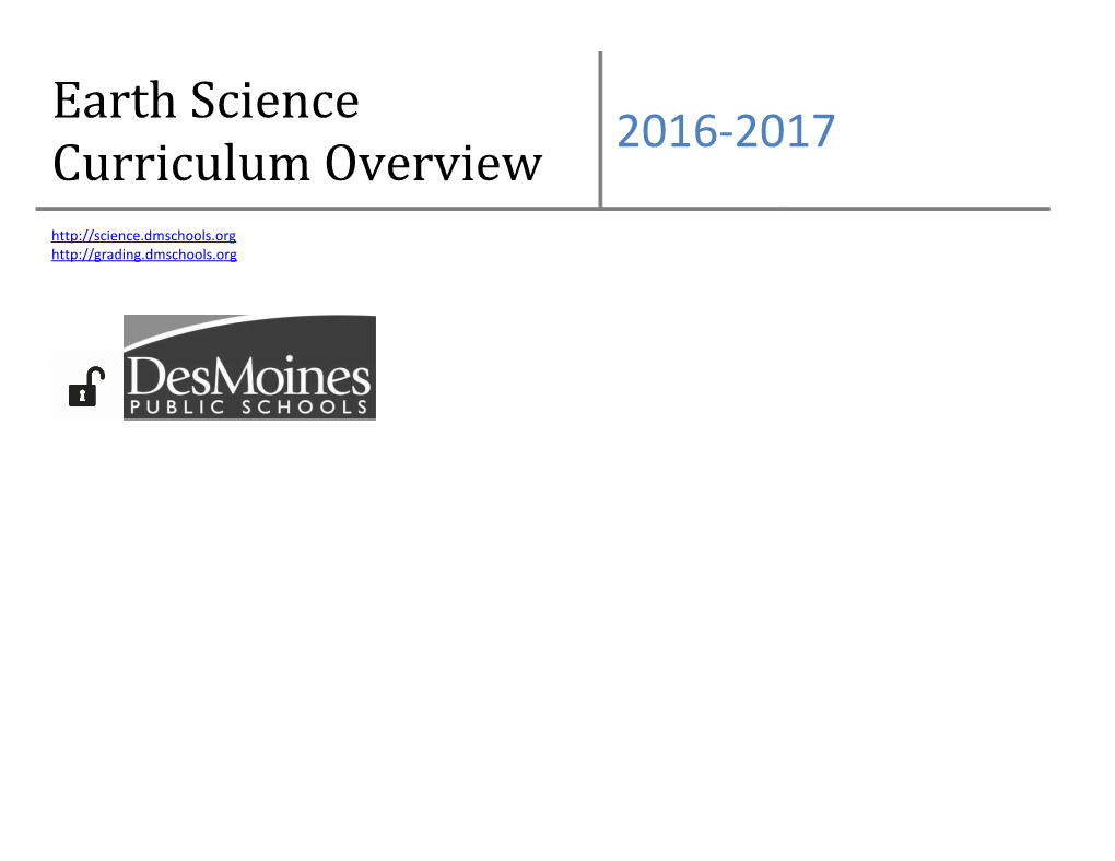 Earth Science Curriculum Overview