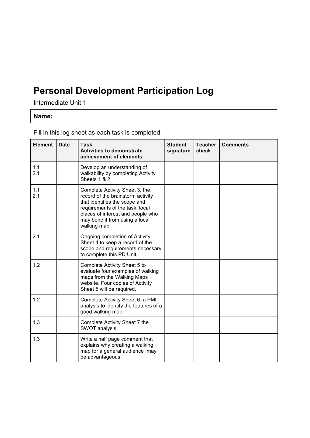 Personal Development Participation Log