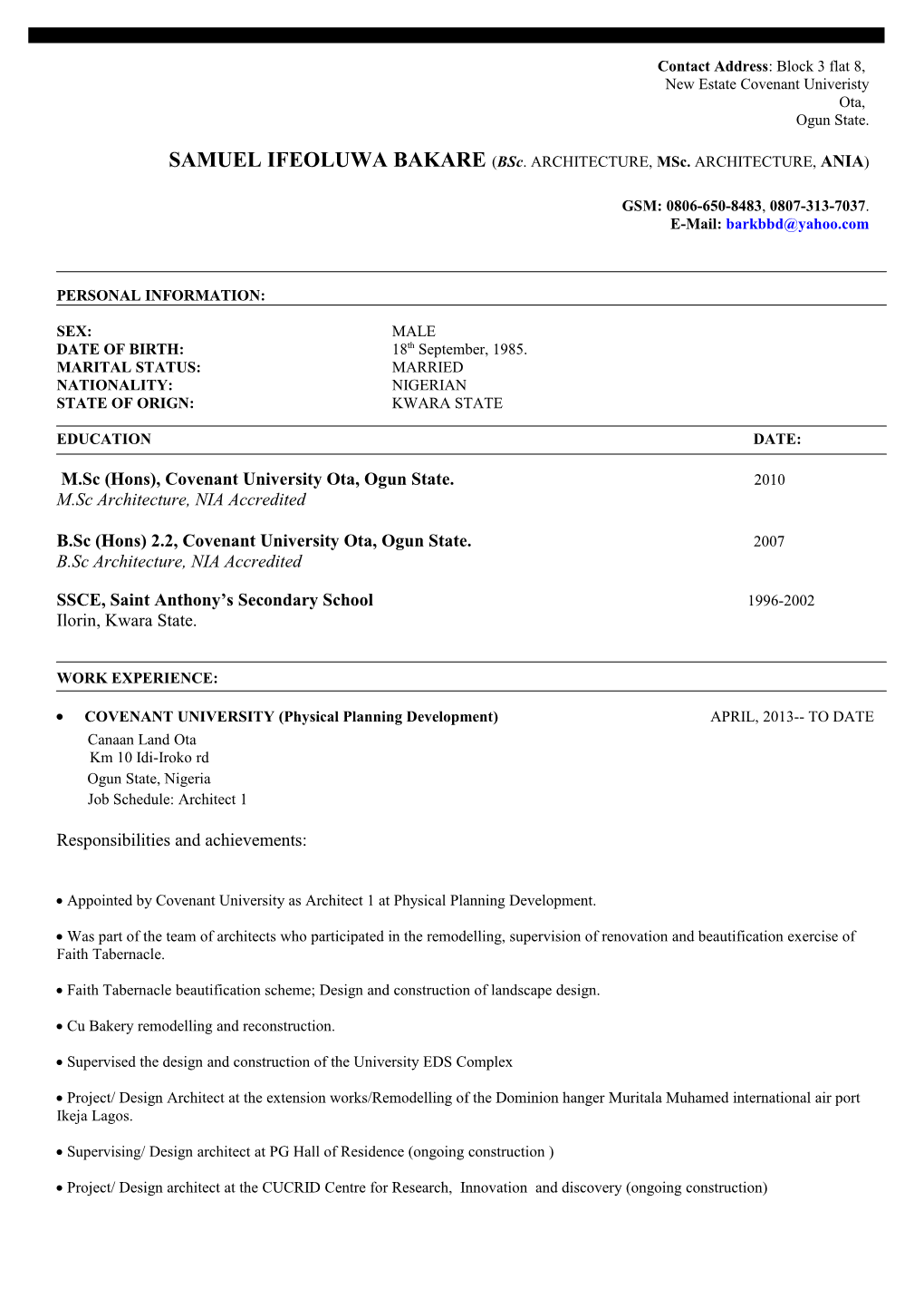 New Estate Covenant Univeristy