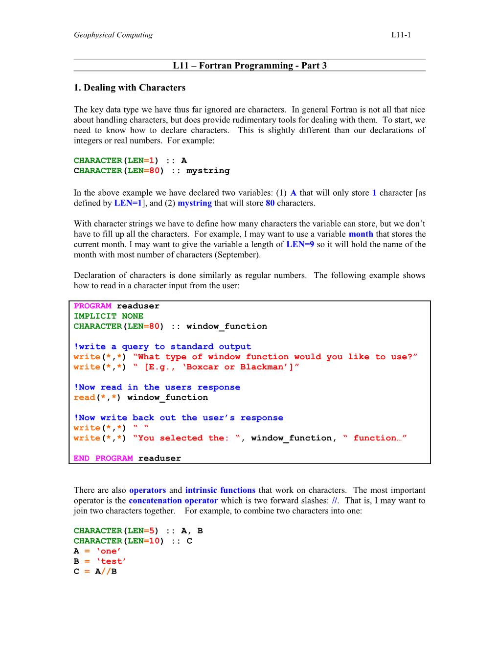 L11 Fortran Programming - Part 3