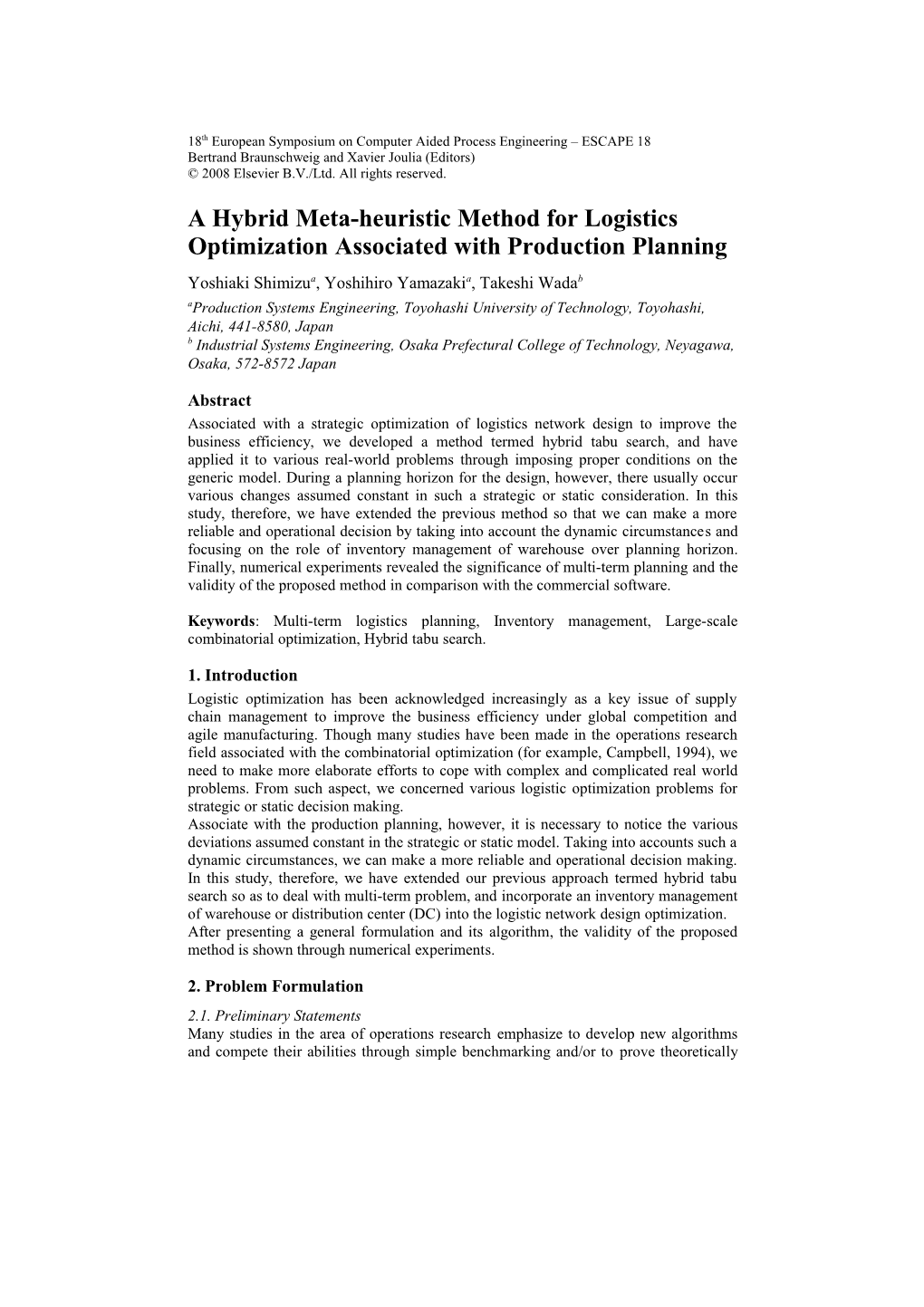 A Hybrid Meta-Heuristic Method for Logistics Optimization Associated with Production Planning