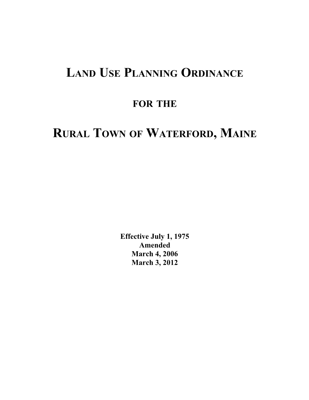 Land Use Planning Ordinance