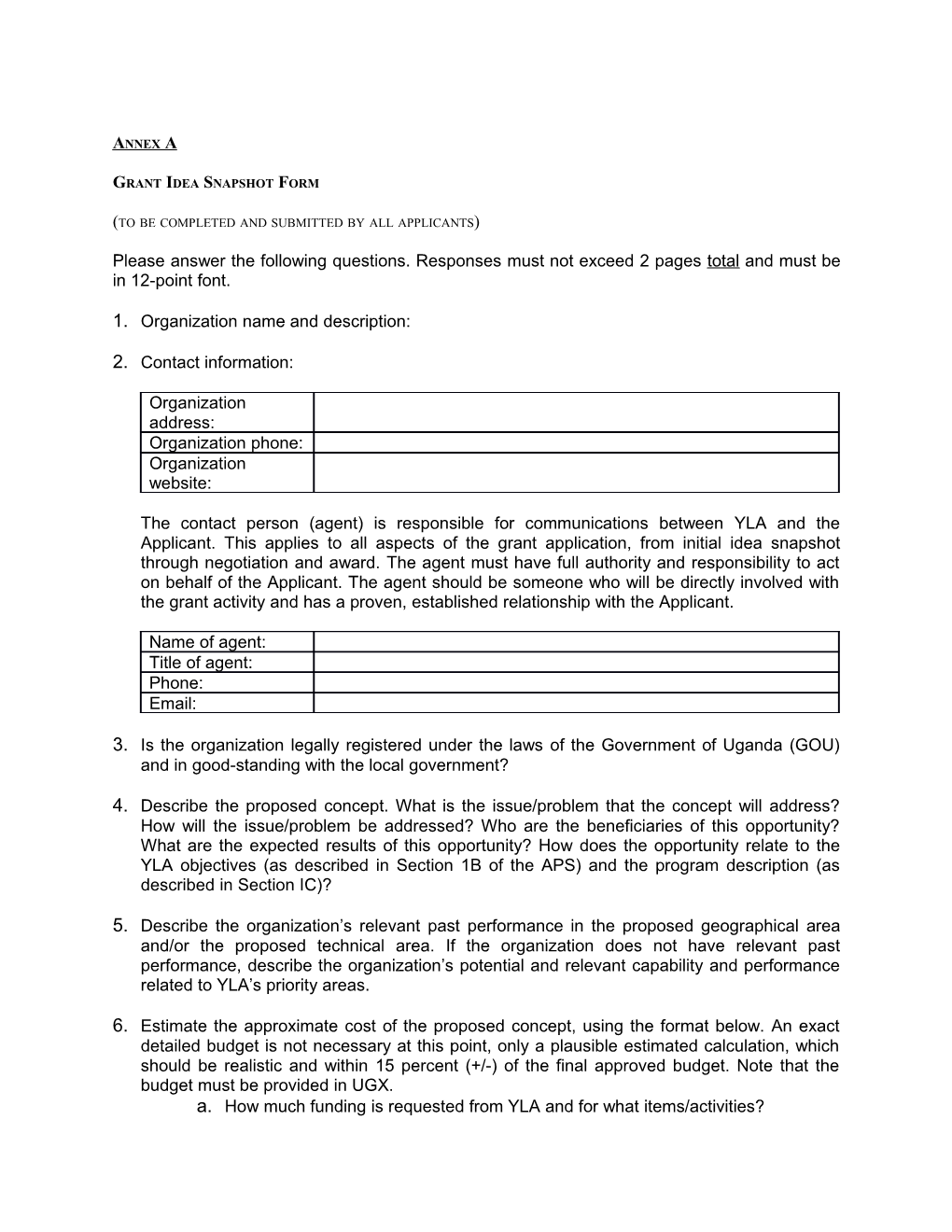 Annual Program Statement (APS) Template