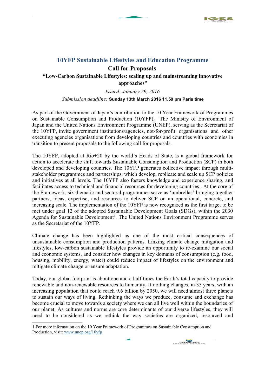 10YFP Sustainable Lifestyles and Education Programme