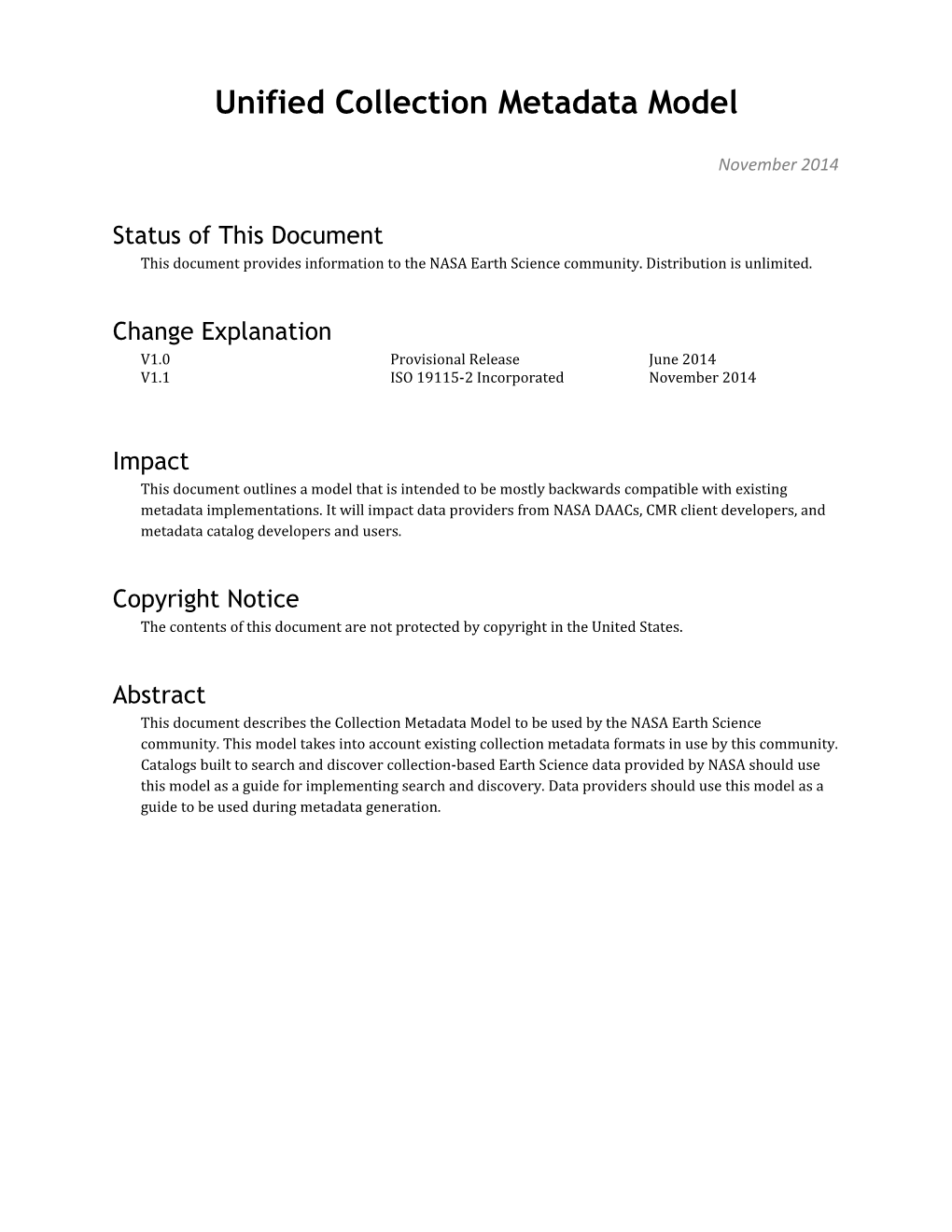 UMM-C Document - 11/8/14 Internal Draft