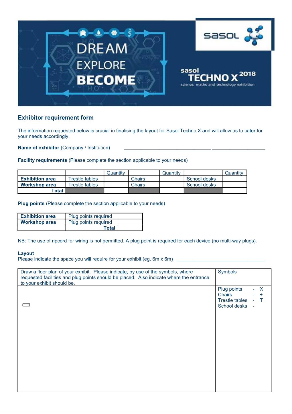 Exhibitor Requirement Form