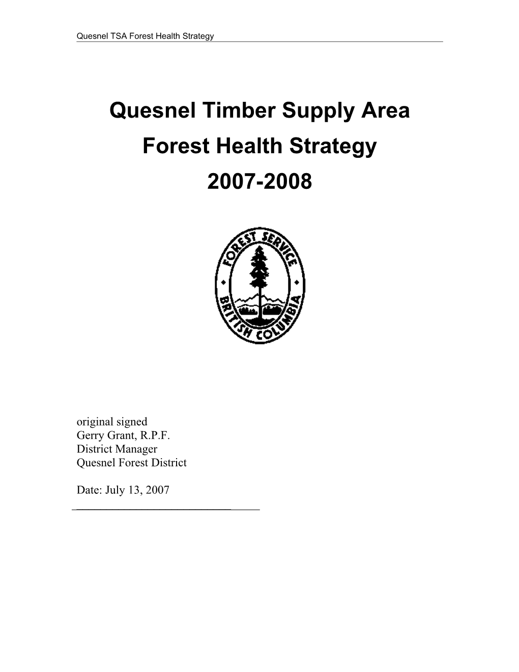 Quesnel Timber Supply Area