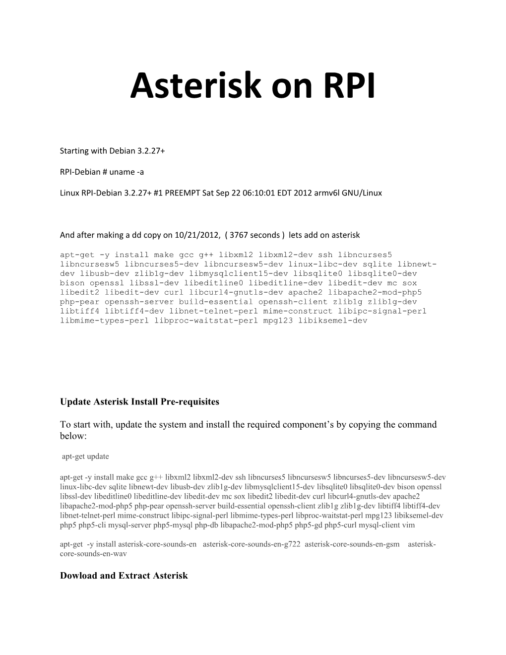Asterisk on RPI