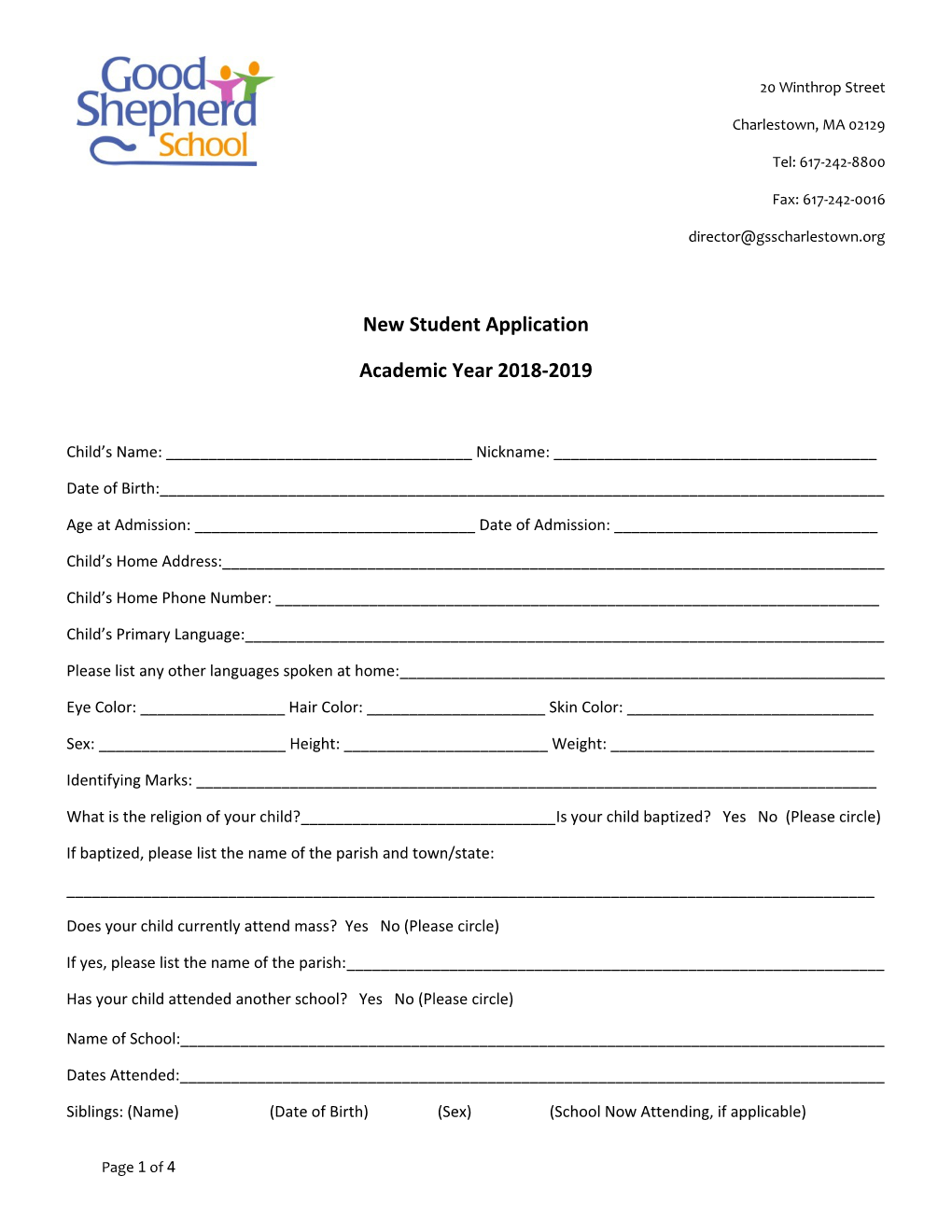 New Student Application