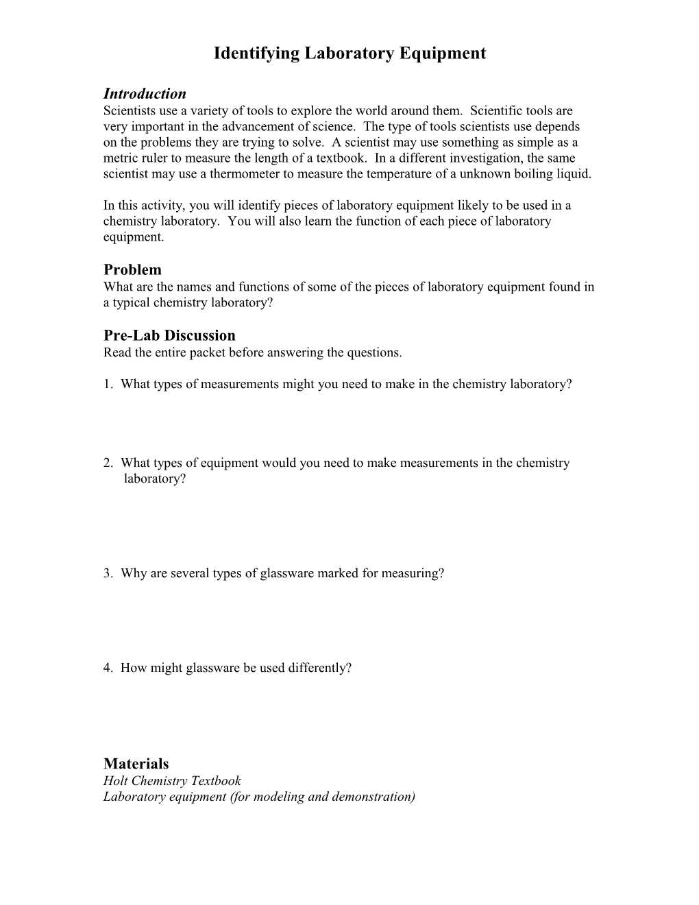 Identifying Laboratory Equipment