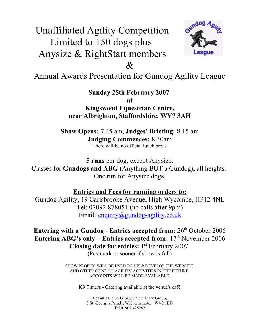 Annual Awards Presentation for Gundog Agility League