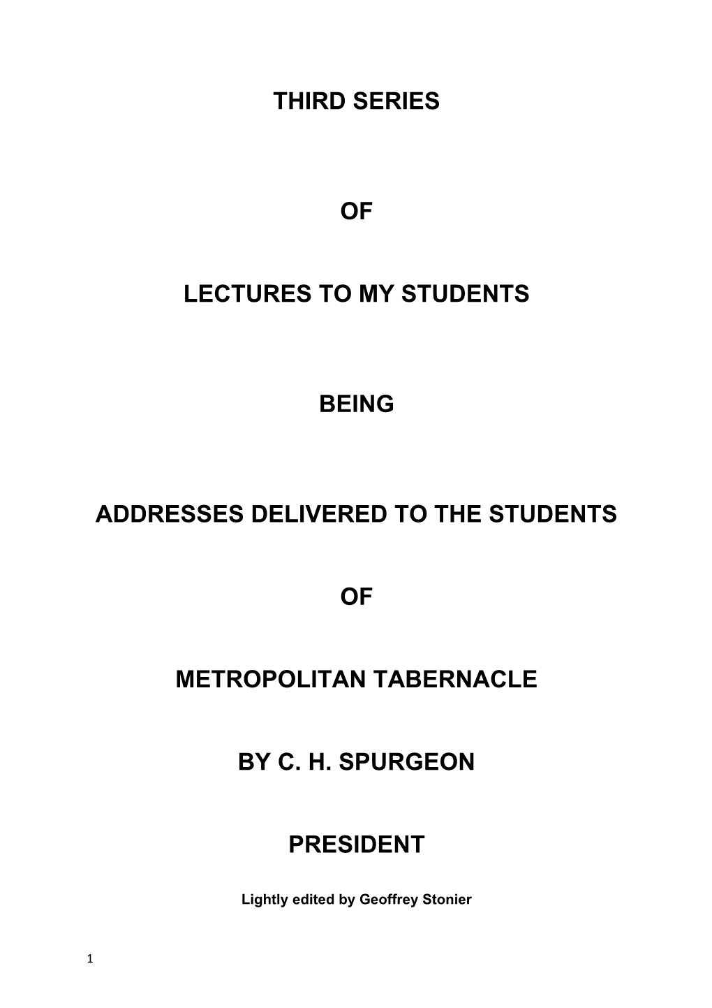 Addresses Delivered to the Students
