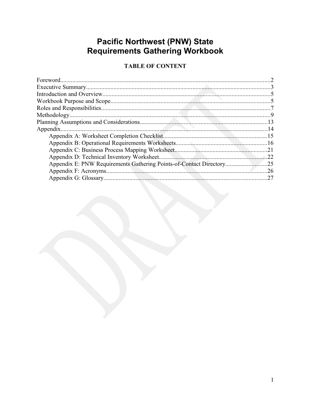 Pacific NW Pilot - States Requirements Gathering Workbook