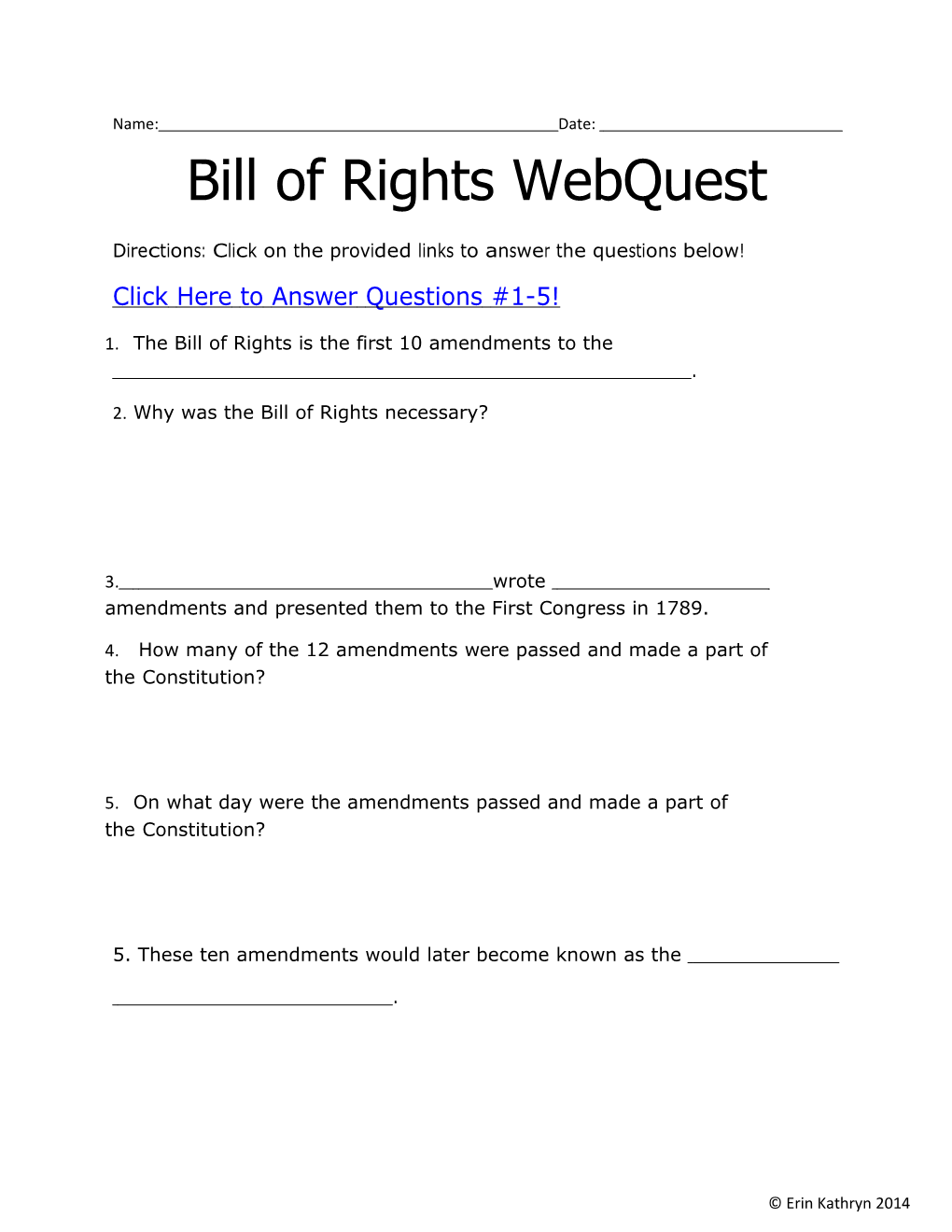 Bill of Rightswebquest