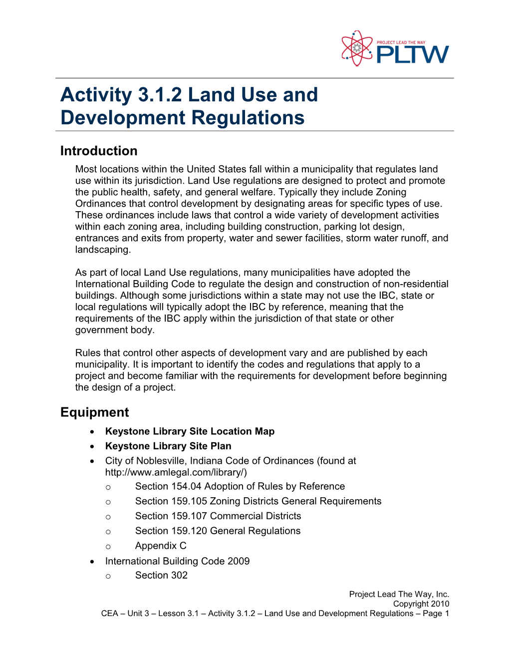 Activity 3.1.2 Land Use and Development Regulations