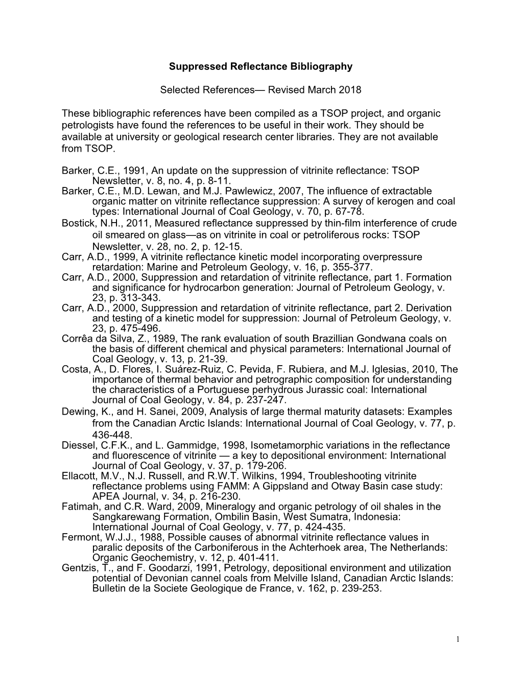 Suppressed Reflectance Bibliography