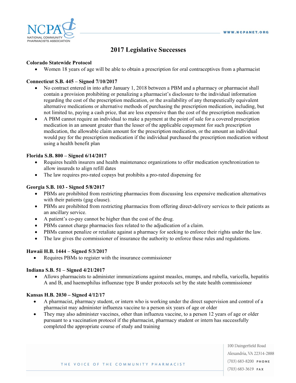 2017 Legislative Successes