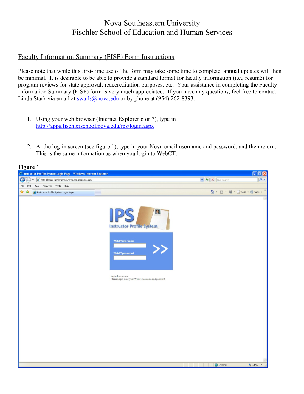 Faculty Information Summary Assistance (FISA) Form