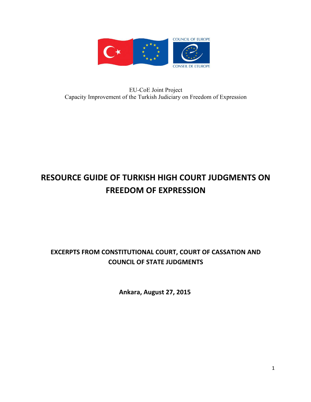 Resource Guide of Turkish High Court Judgments on Freedom of Expression