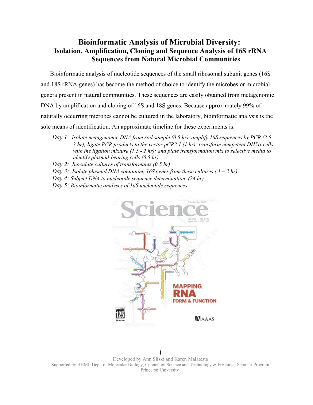 Laboratory 7: Analysis of Microbes from Water and Soil Samples by Ribotyping