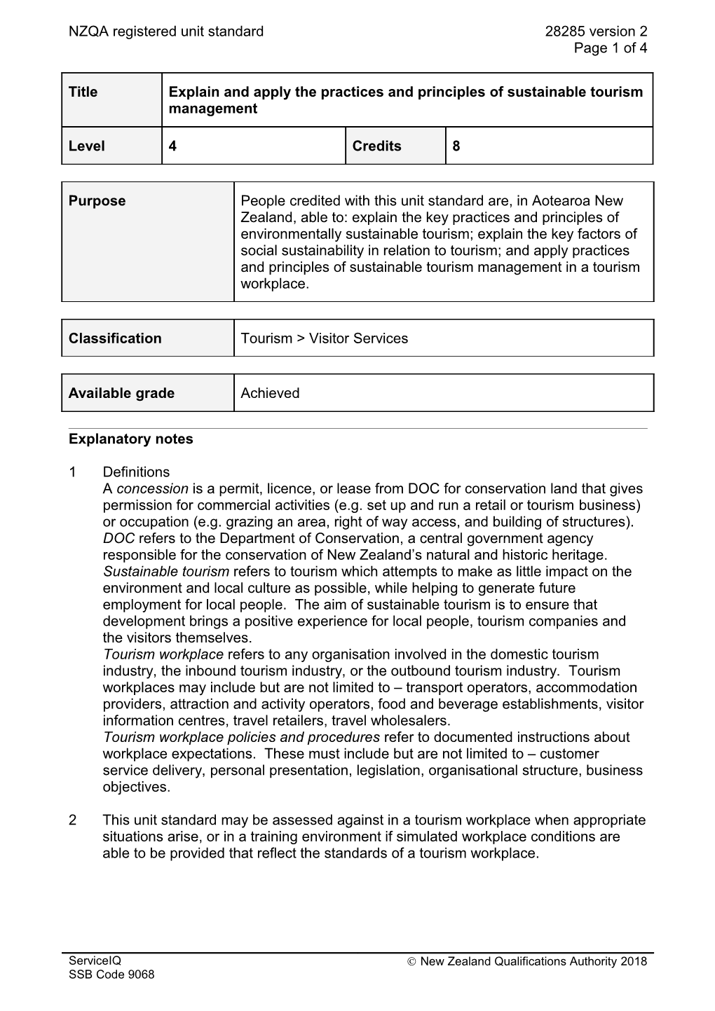 28285 Explain and Apply the Practices and Principles of Sustainable Tourism Management