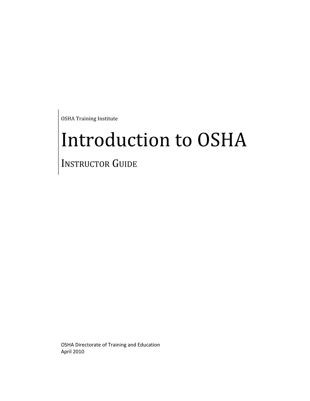 Introduction to OSHA