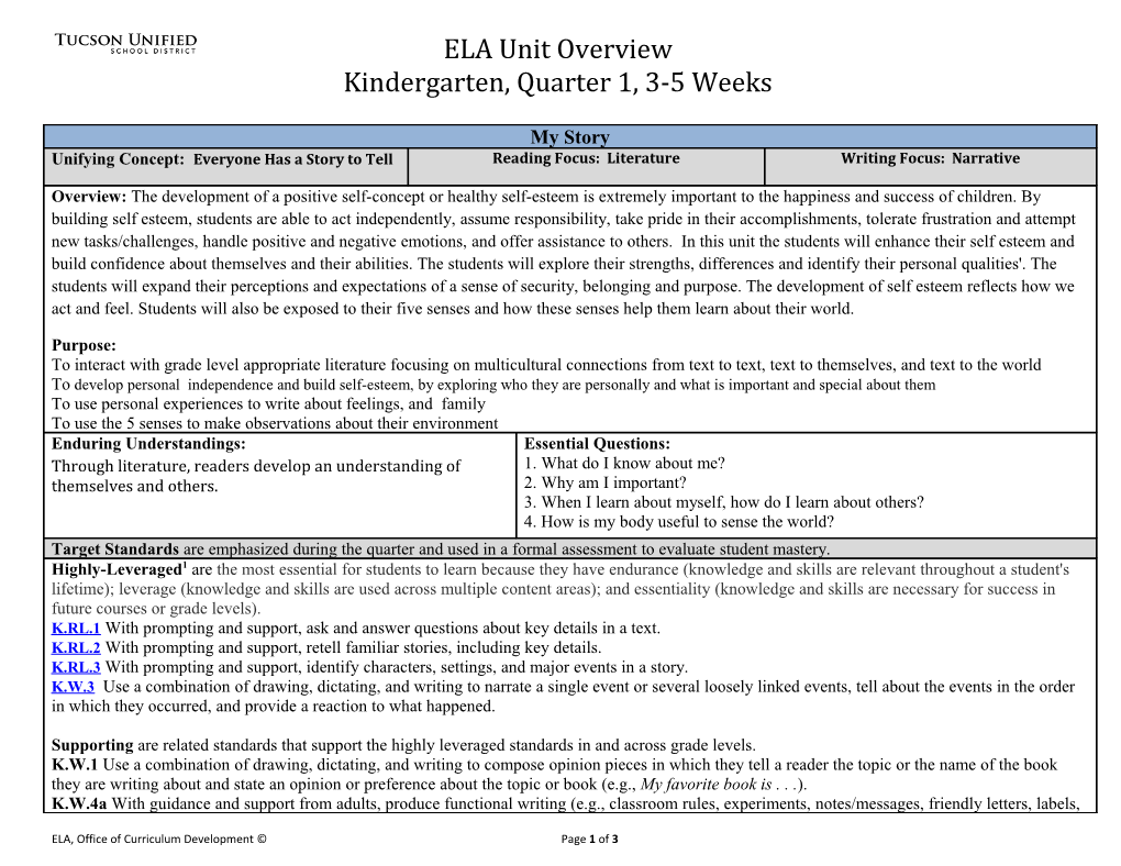 ELA, Office of Curriculum Development Page 1 of 3