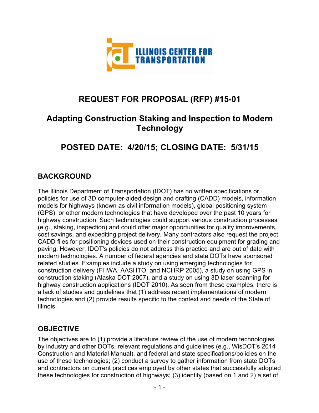 Request for Proposal (Rfp) #15-01