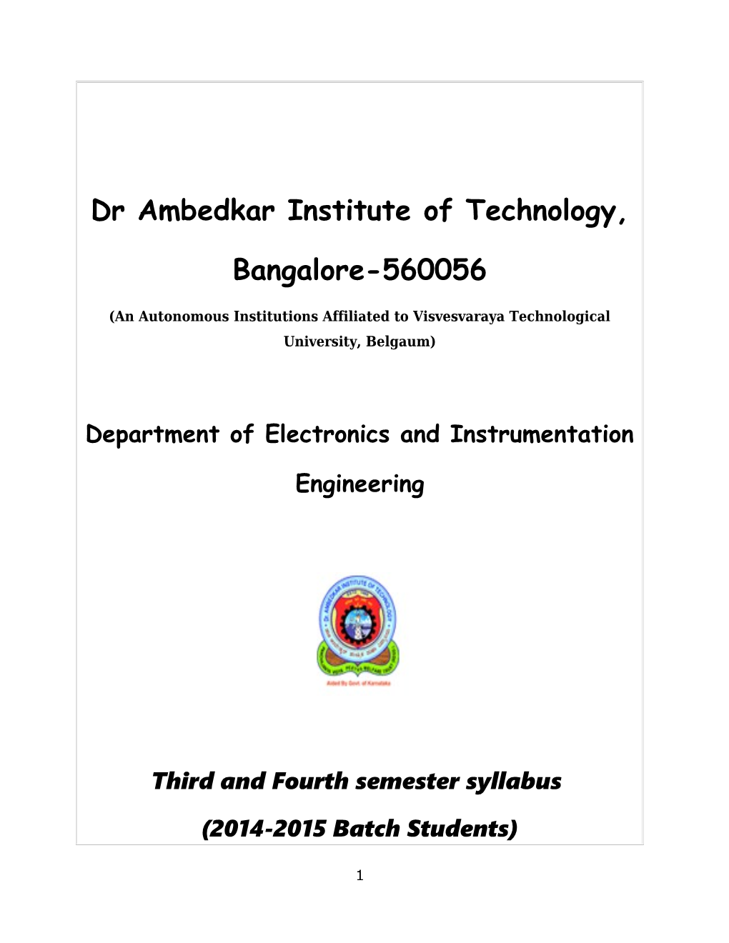 Dr Ambedkar Institute of Technology, Bangalore-560056