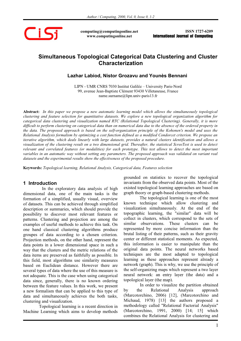Simultaneous Topological Categorical Data Clustering and Cluster Characterization