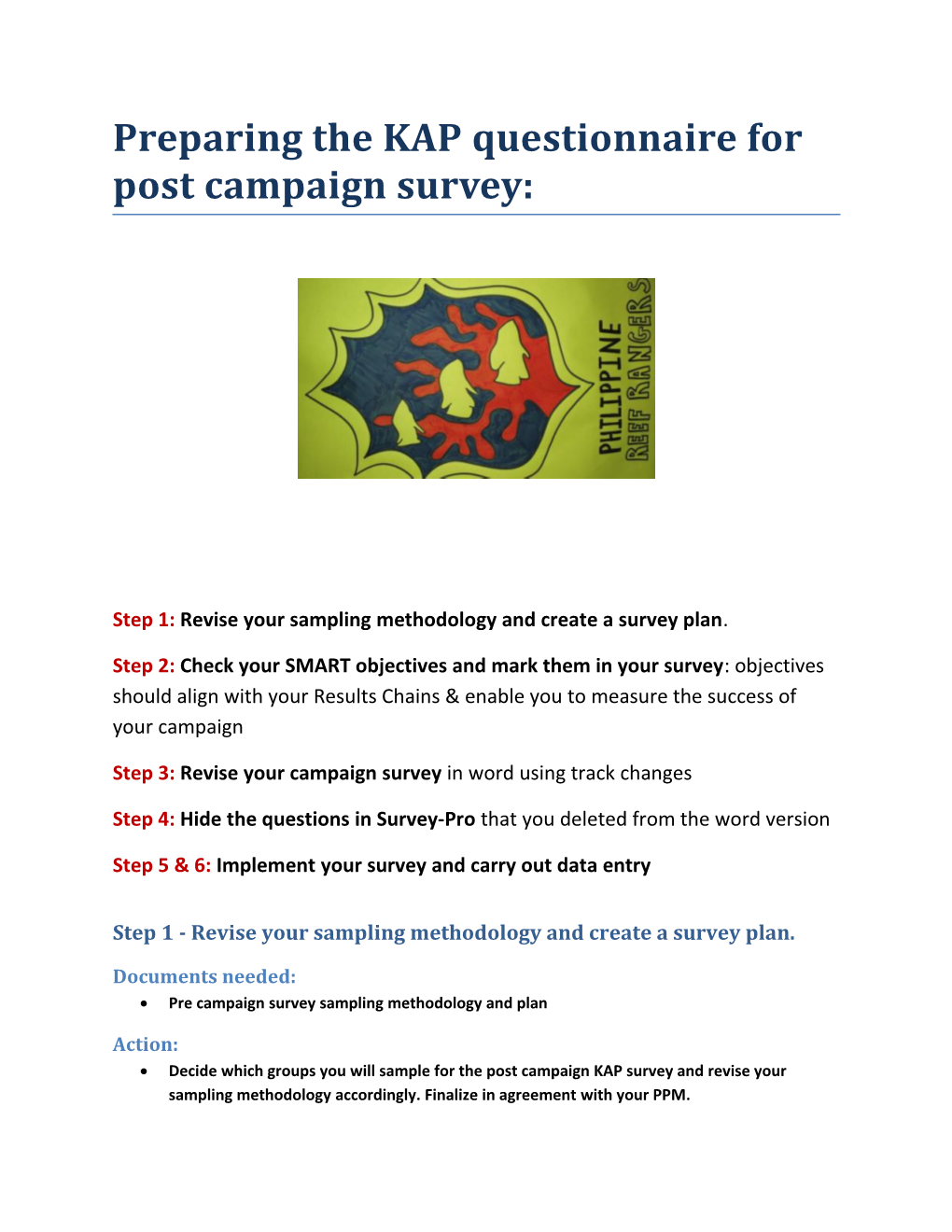 Preparing the KAP Questionnaire for Post Campaign Survey