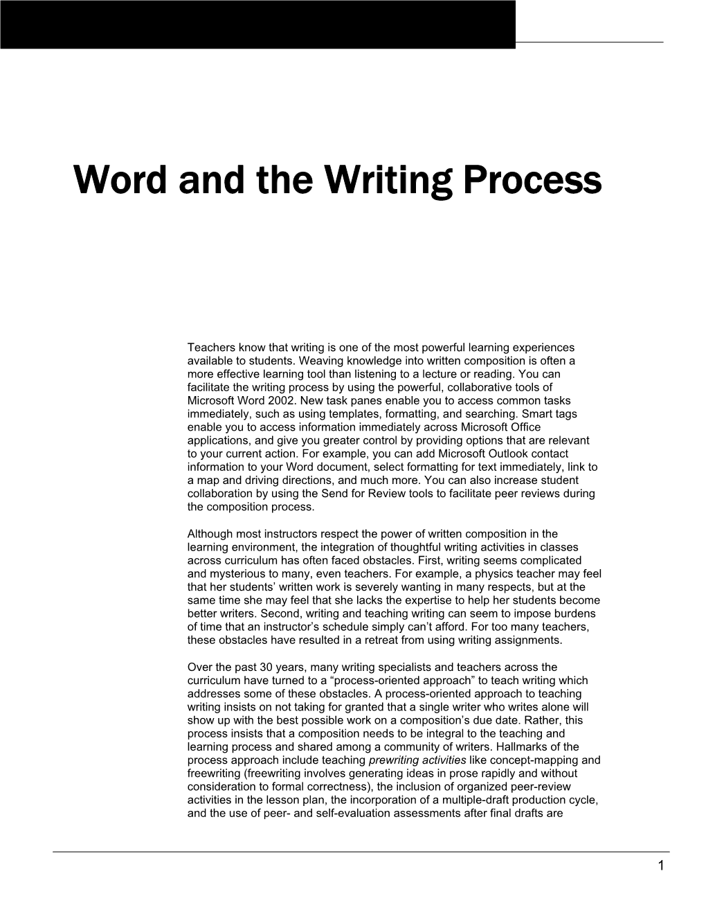 Word and the Writing Process