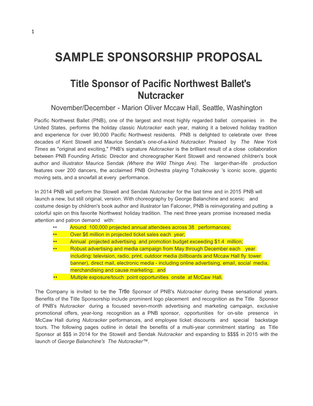 Sample Sponsorship Proposal
