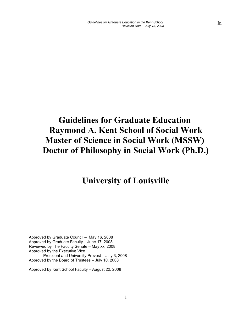 Minimum Guidelines for Graduate Education