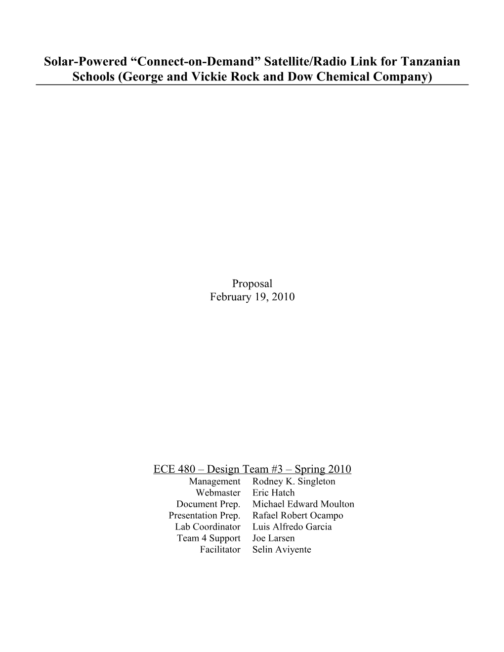 Solar-Powered Connect-On-Demand Satellite/Radio Link for Tanzanian Schools (George And