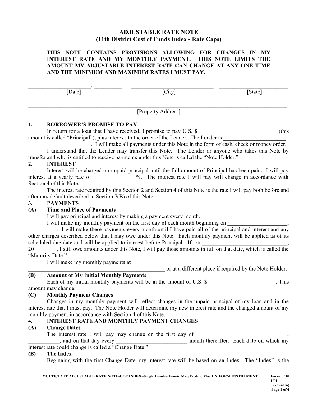 Multistate Adjustable-Rate Note