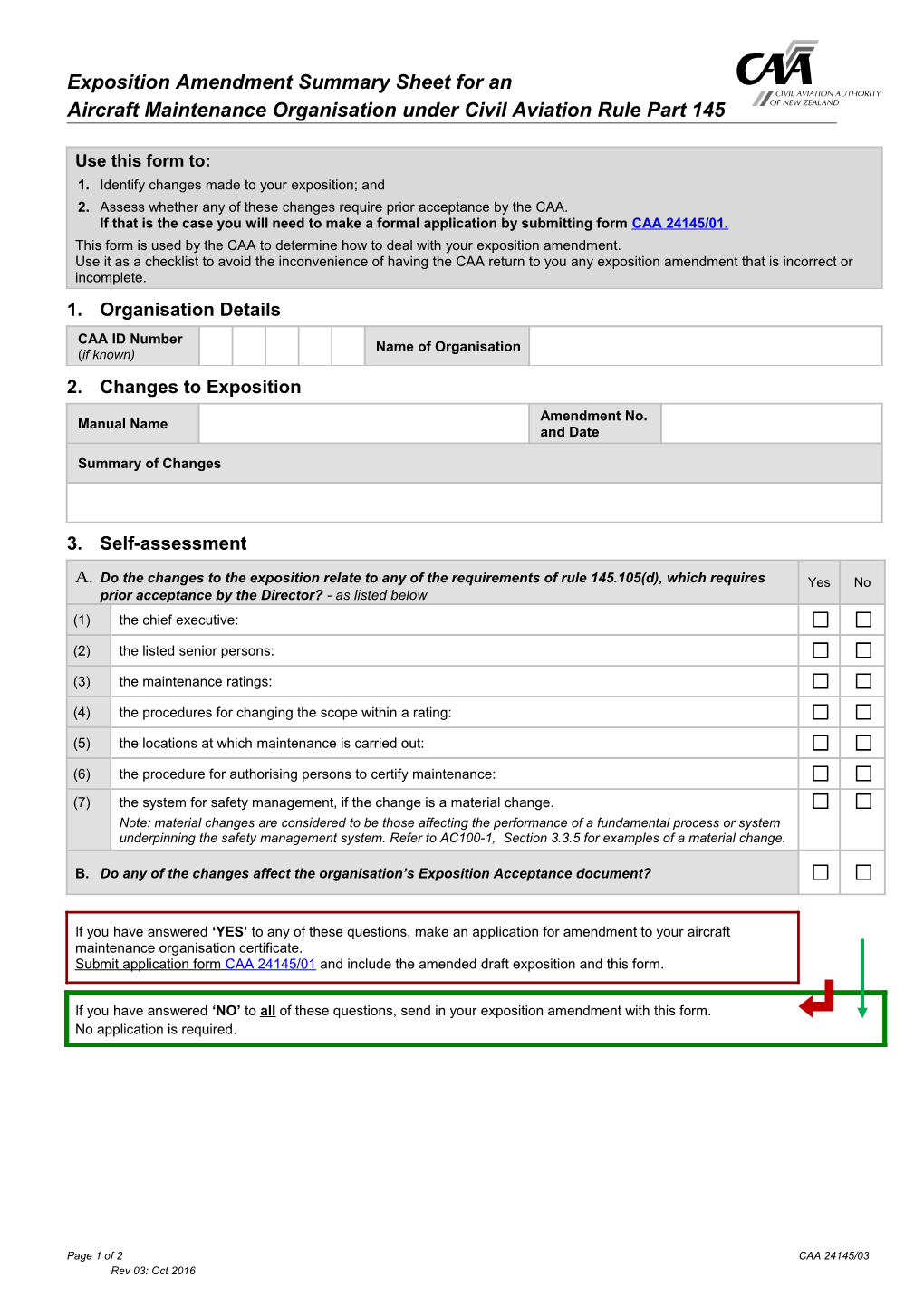 24145 03 Part 145 Expo Amdt Summary Sheet