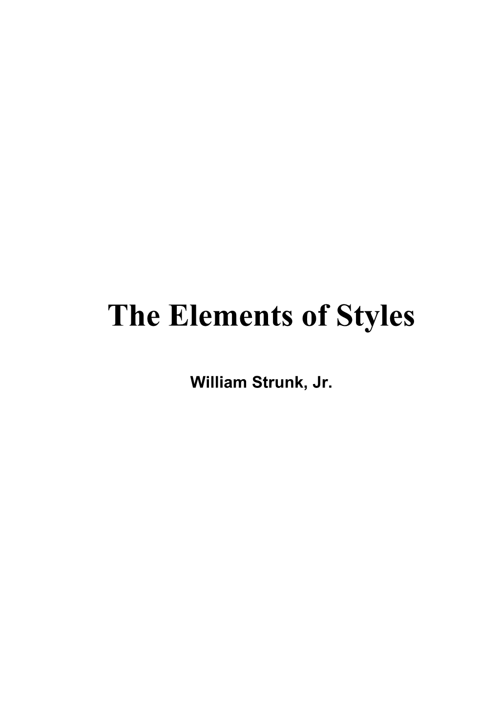 The Elements of Styles